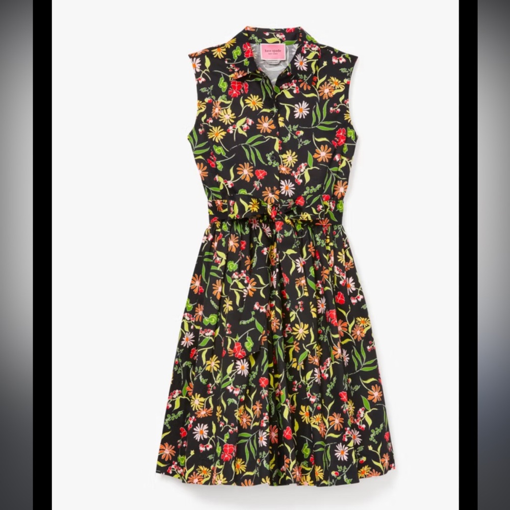 Kate Spade Floral Mini Dress - Black, Red, Green